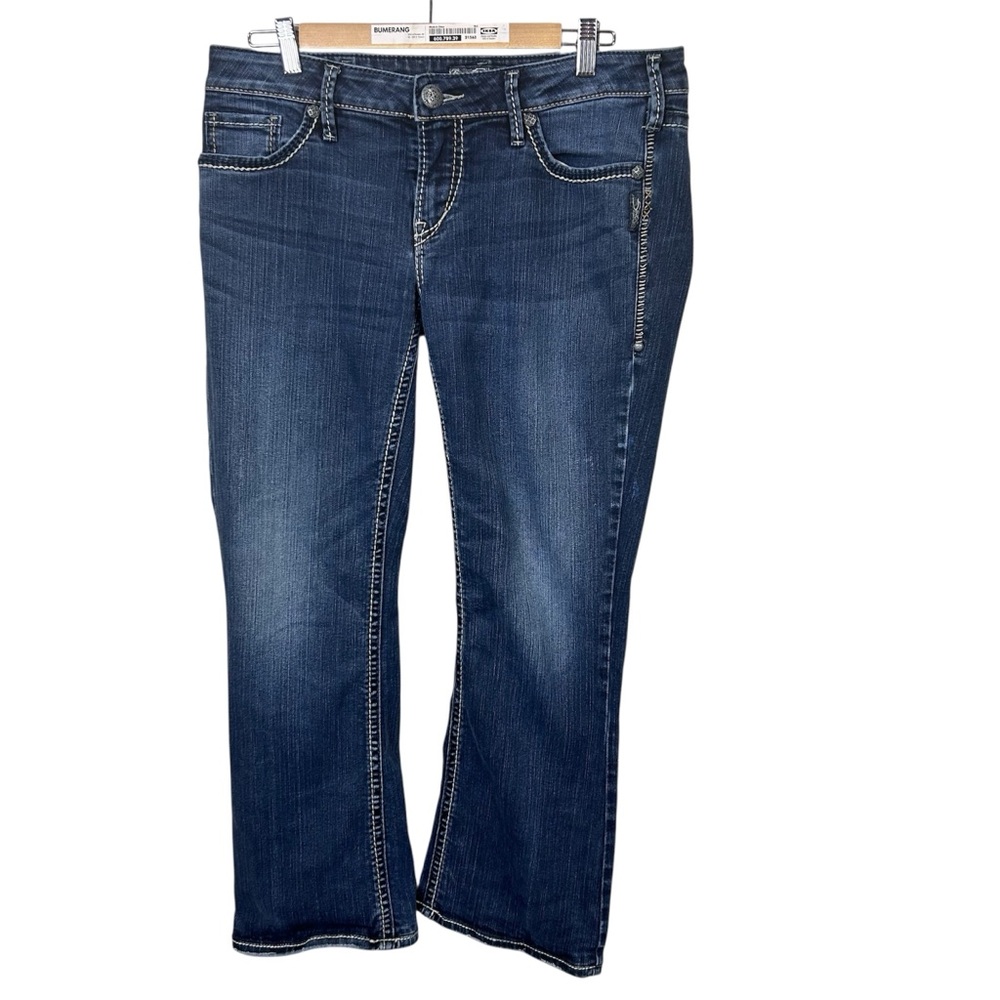 Silver Jeans Women’s size 32 blue denim pants embroidered medium wash bootcut‎